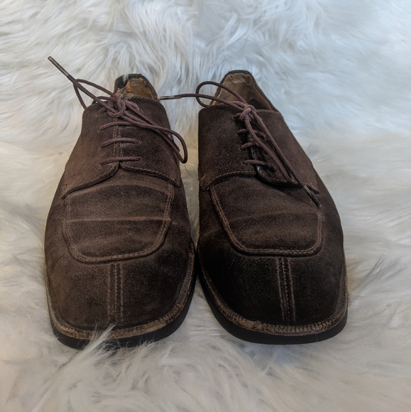 Toshi Shoes Mens 9 Brown Loafers Oxfords Suede Lace - Picture 6 of 8